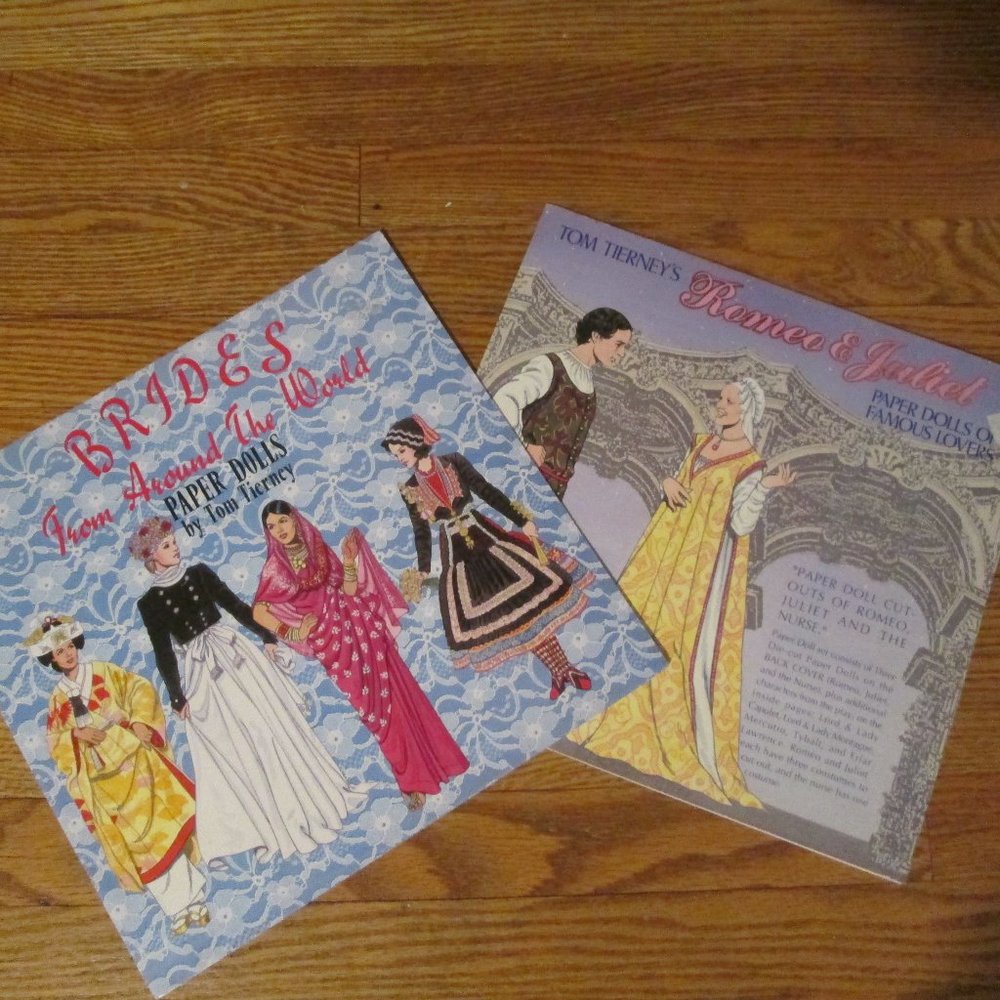 2 Vintage 1995 Tom Tierney Paper Doll Sets BRIDES AROUND the WORLD  ROMEO JULIET